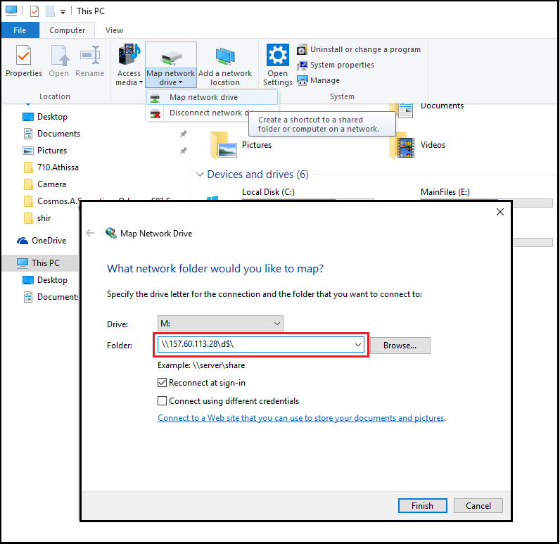 Copy the file to the local drive