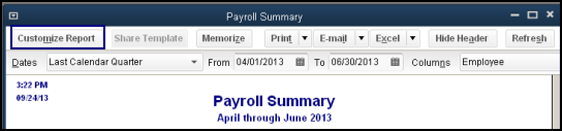 QuickBooks payroll summary report