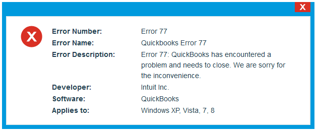 QuickBooks Error 77 QuickBooks Error 77