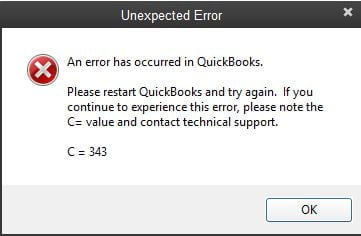 QuickBooks Error C 343 QuickBooks Error C 343