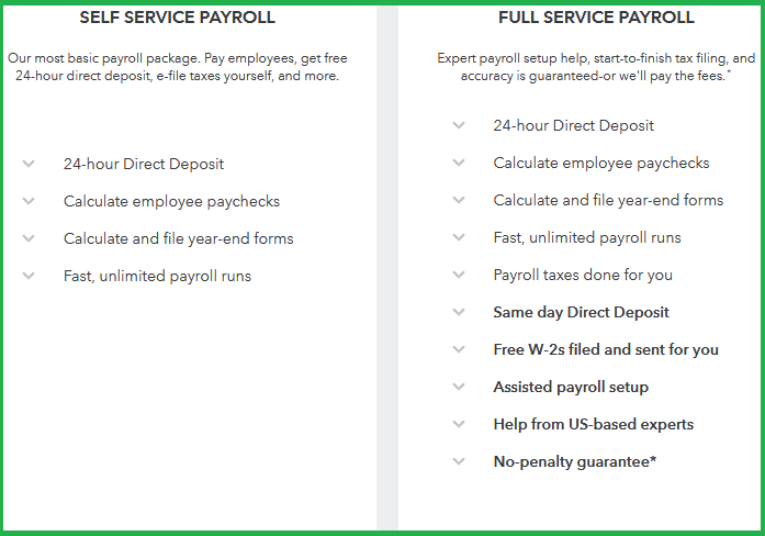 QuickBooks Payroll options