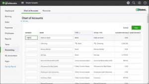 add account in quickbooks online