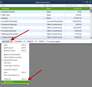 Re-sort Chart of the Account list