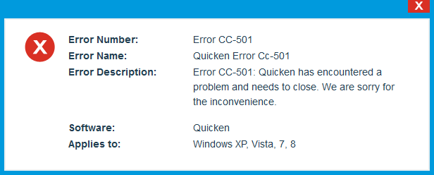 Quicken Error CC-501 Quicken Error CC-501