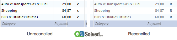quicken reconcile in windows