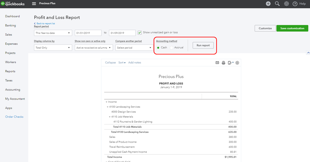 Profit and Loss statements reports