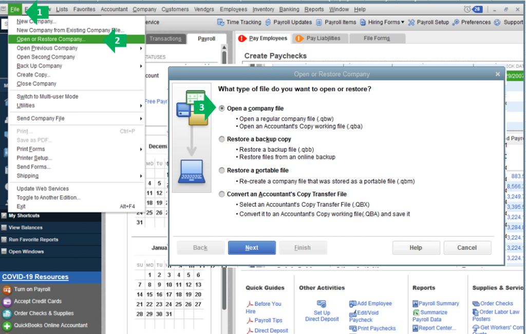 Opening the Company File