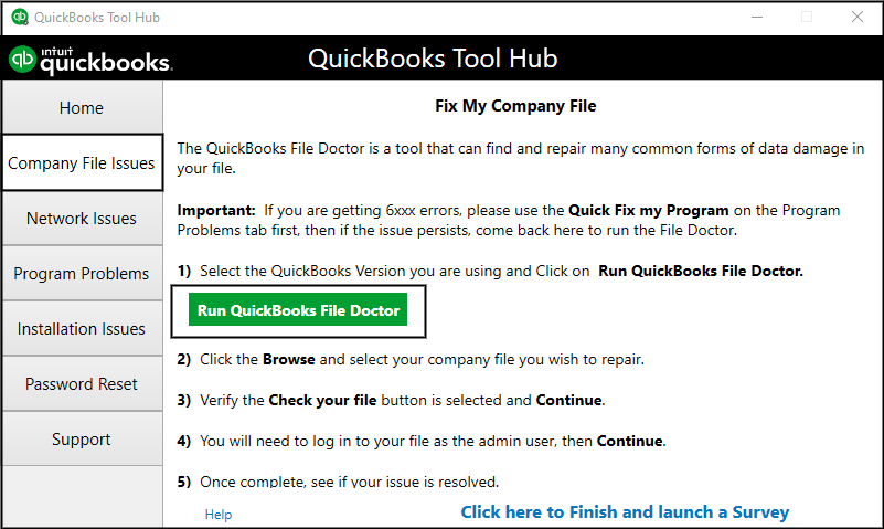 QuickBooks File Doctor tool
