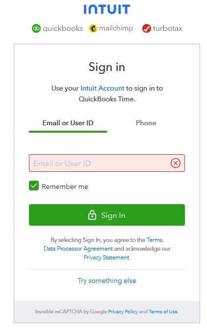 QuickBooks Time Sign in