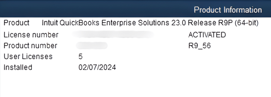 QuickBooks License Number and Product Key
