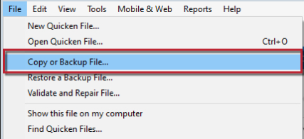 Backup Quicken Files in Windows