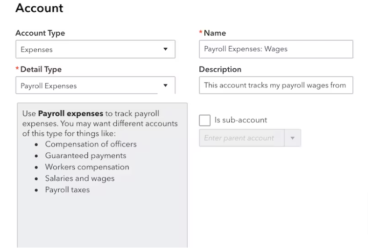 Set the account type to Expense