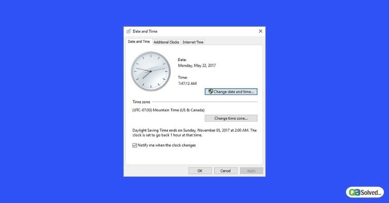 Confirm your system date and time