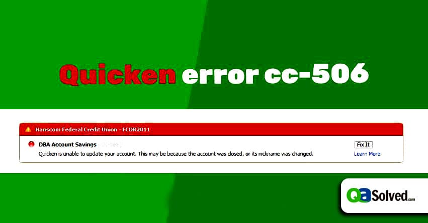quicken error cc-506
