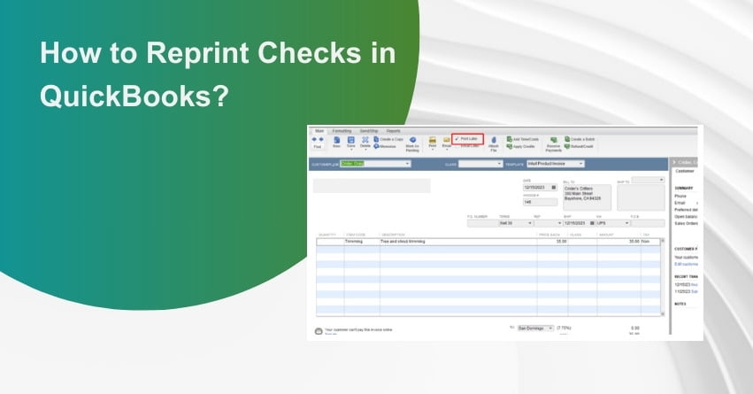 Reprint Checks in QuickBooks